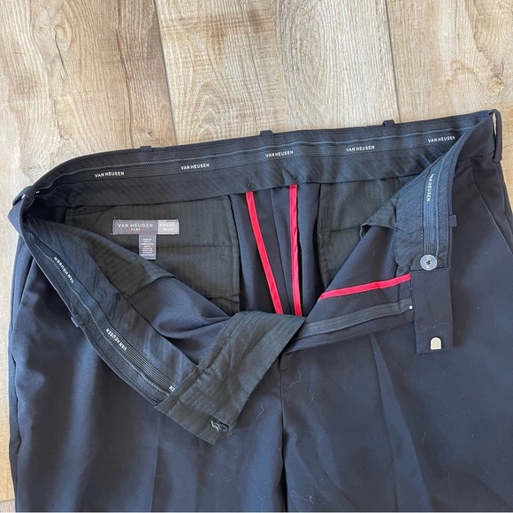 Van Hausen Men's Flex Dress Pants Size 36x32 Flat Front Stretch Black - Picture 4 of 5